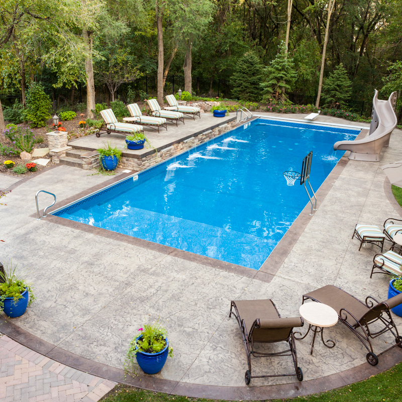custom pool with seating